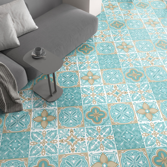 Non-slip Floor Tile Stickers - Cement tile pattern