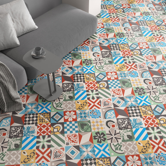 Non-slip Floor Tile Stickers - Cement tile pattern