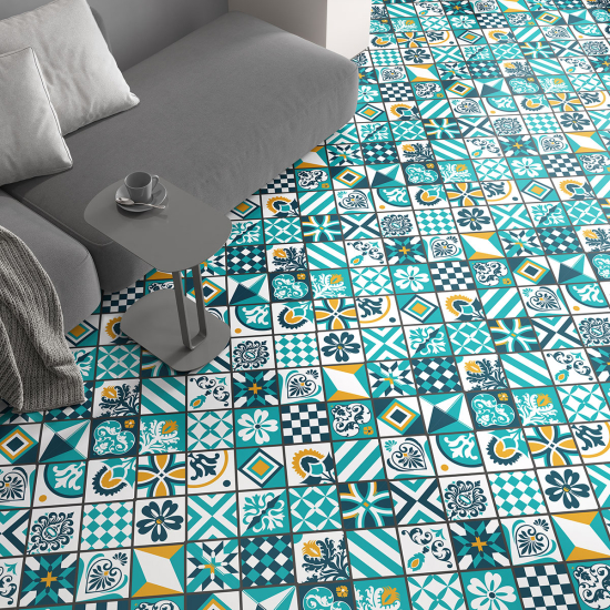 Non-slip Floor Tile Stickers - Cement tile pattern