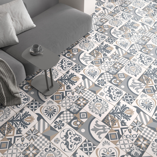 Non-slip Floor Tile Stickers - Cement tile pattern