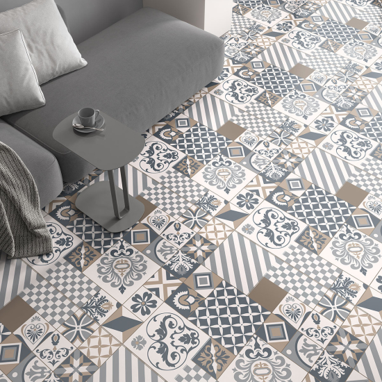 Non-slip Floor Tile Stickers - Cement tile pattern