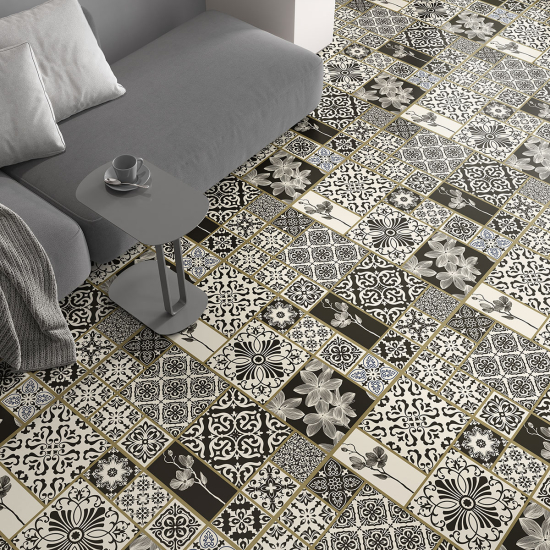 Non-slip Floor Tile Stickers - Cement tile pattern