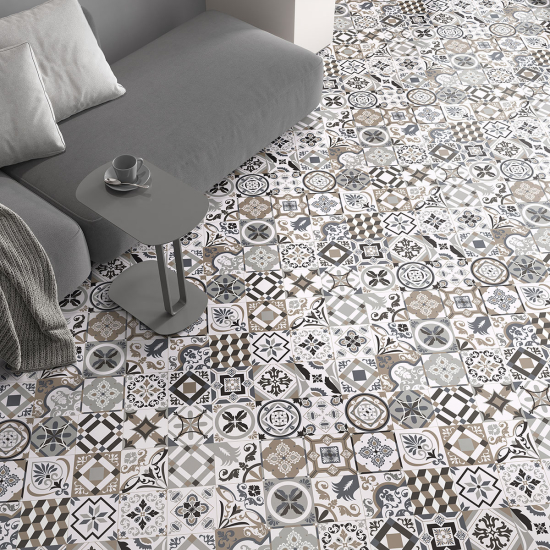 Non-slip Floor Tile Stickers - Cement tile pattern