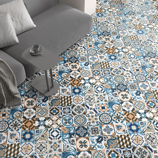 Non-slip Floor Tile Stickers - Cement tile pattern