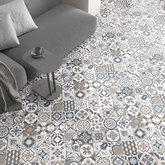 Non-slip Floor Tile Stickers - Cement tile pattern