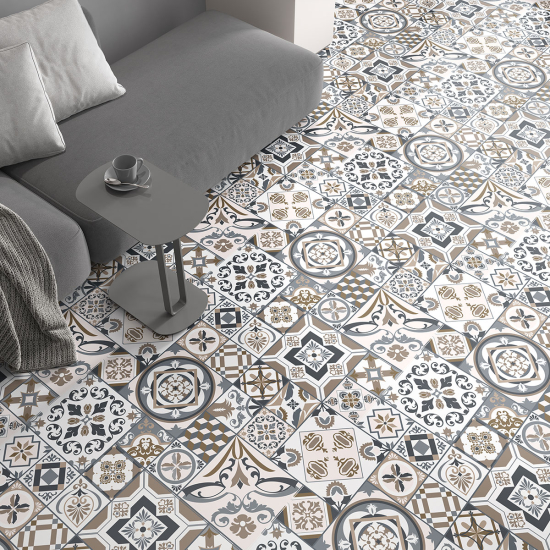 Non-slip Floor Tile Stickers - Cement tile pattern