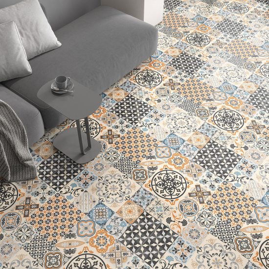 Non-slip Floor Tile Stickers - Cement tile pattern