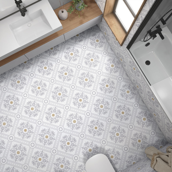 Non-slip Floor Tile Stickers - Floral pattern