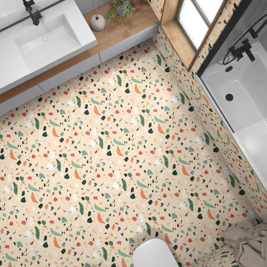 Non-slip Floor Tile Stickers - Terrazzo Pattern