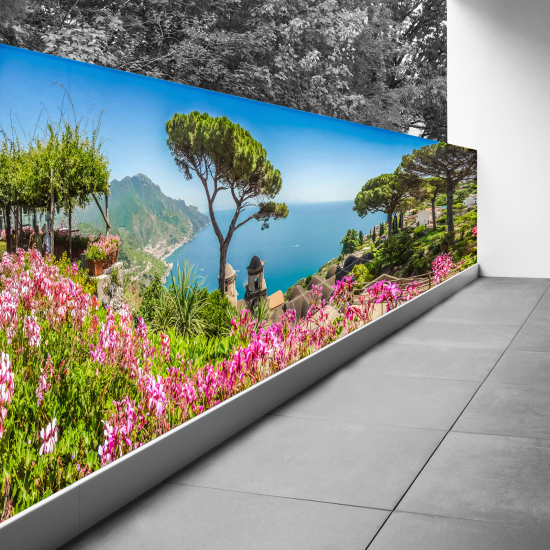 Optical Illusion Balcony Privacy Screen - 100x250 cm - View of the Italian coast