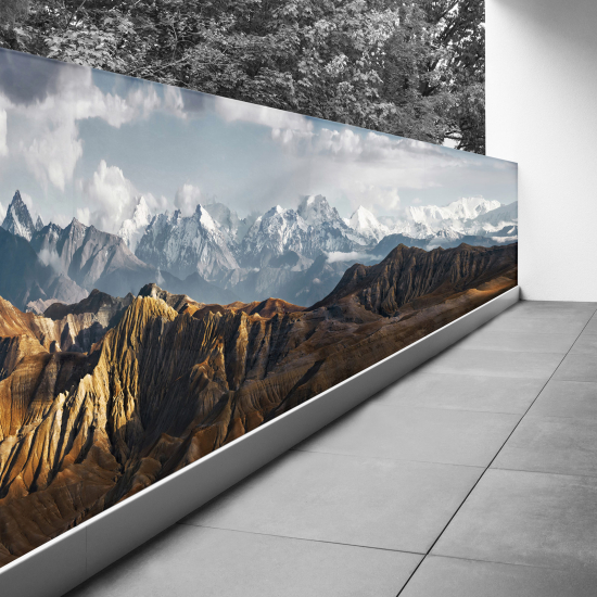 Optical Illusion Balcony Privacy Screen - 100x325 cm - Landscape of the mountains of Nepal