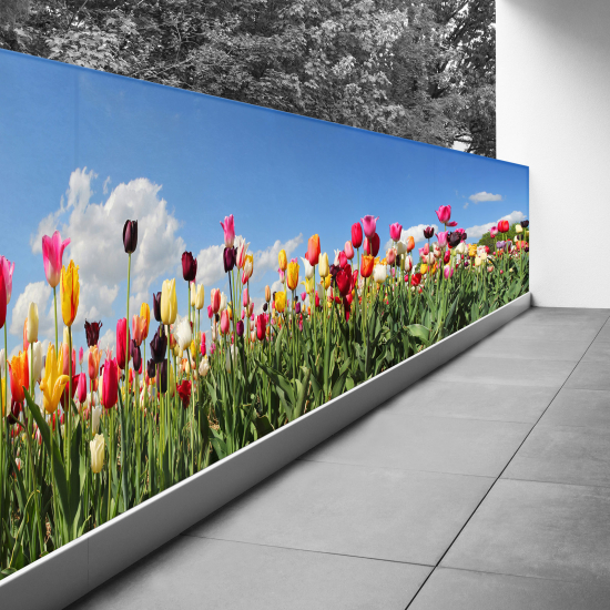 Optical Illusion Balcony Privacy Screen - 100x325 cm - Tulips