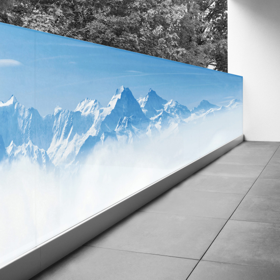 Optical Illusion Balcony Privacy Screen - 100x400 cm - Snowy Mountains