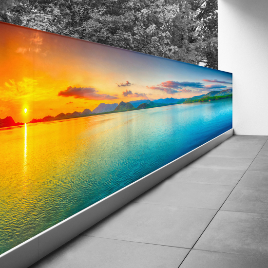 Optical Illusion Balcony Privacy Screen - 100x400 cm - Sunset