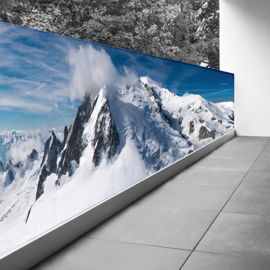 Optical Illusion Balcony Privacy Screen - 100x450 cm - Snowy Mountains