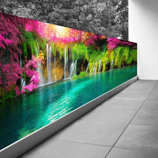 Optical Illusion Balcony Privacy Screen - 110x275 cm - Waterfalls