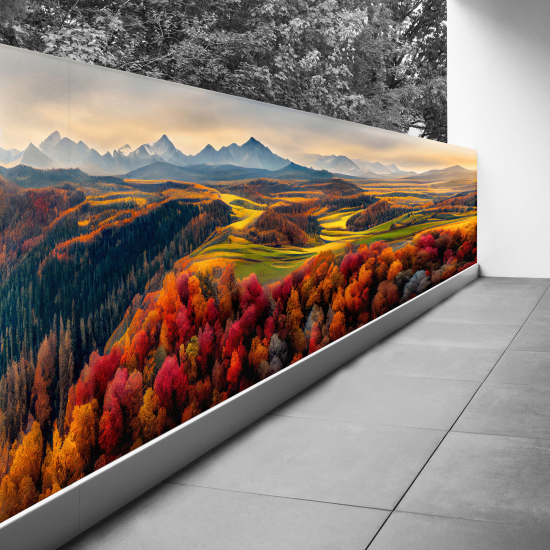 Optical Illusion Balcony Privacy Screen - 110x305 cm - Mountain landscape