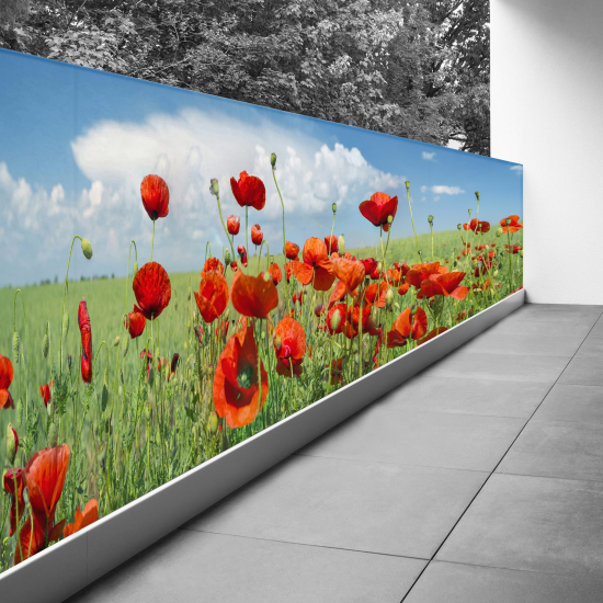 Optical Illusion Balcony Privacy Screen - 110x305 cm - Poppies