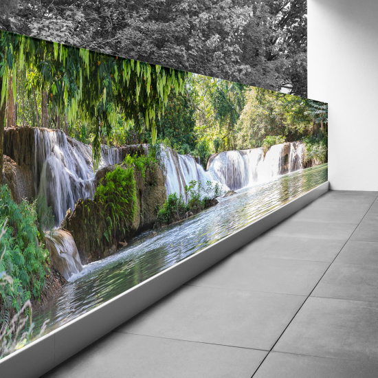 Optical Illusion Balcony Privacy Screen - 110x357 cm - Waterfalls