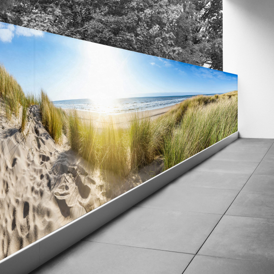 Optical Illusion Balcony Privacy Screen - 110x385 cm - Beach sea