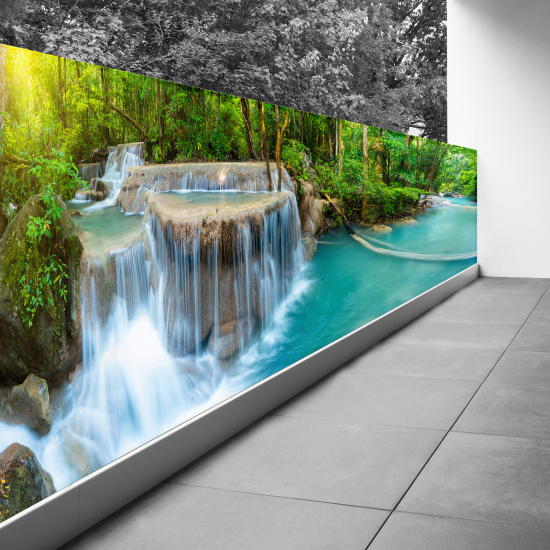 Optical Illusion Balcony Privacy Screen - 110x412 cm - Waterfalls