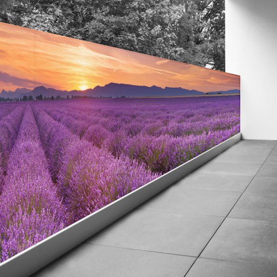 Optical Illusion Balcony Privacy Screen - 110x440 cm - Lavender fields