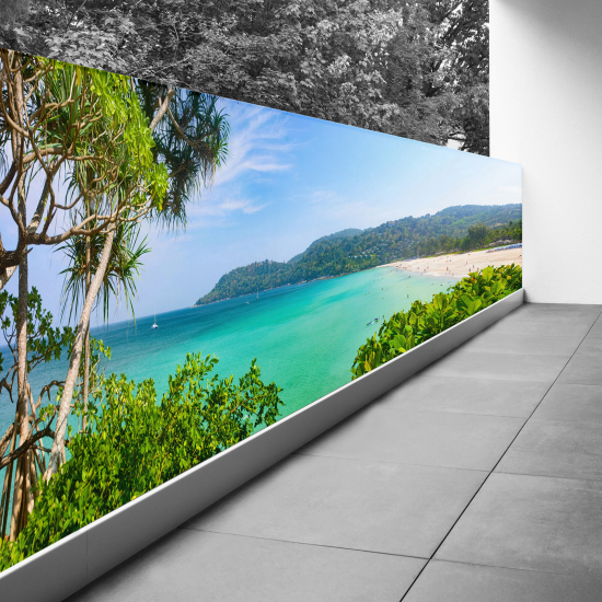 Optical Illusion Balcony Privacy Screen - 120x360 cm - View of the beach