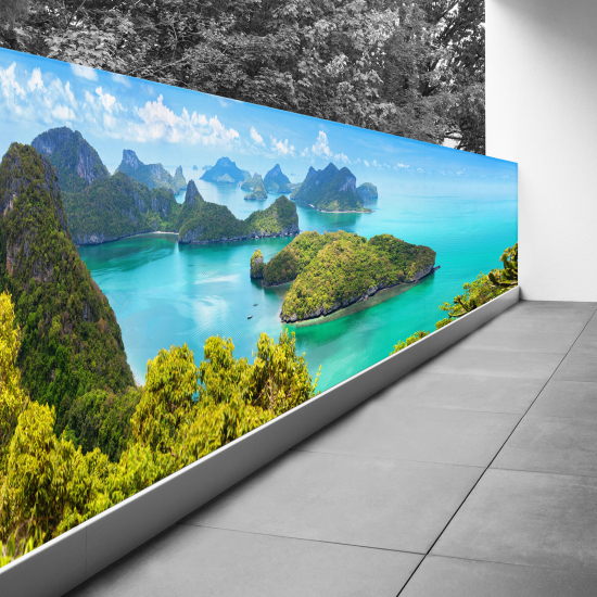 Optical Illusion Balcony Privacy Screen - 120x480 cm - Paradise islands