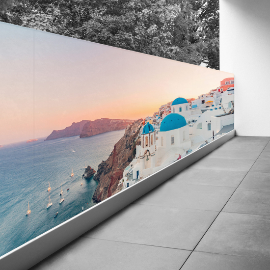 Optical Illusion Balcony Privacy Screen - 130x325 cm - Santorini