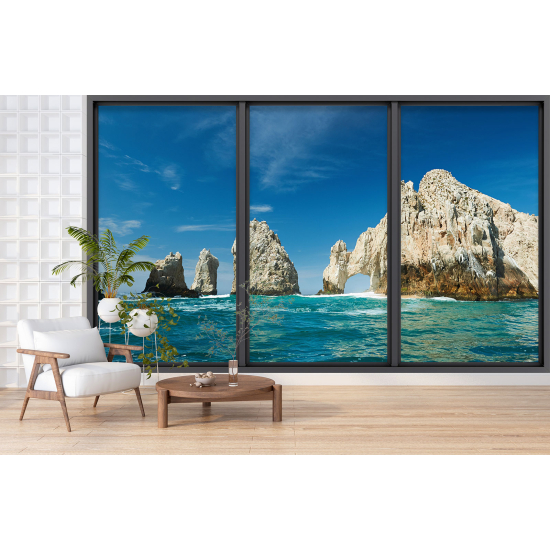 Optical Illusion Panoramic Bay Window Wall Mural / Wallpaper - Cabo San Lucas Mexico