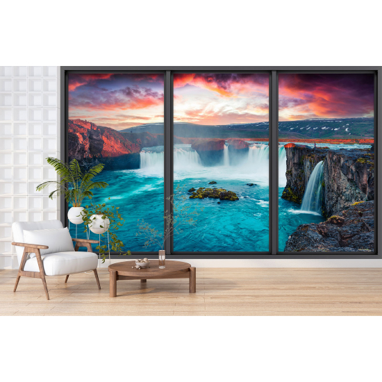 Optical Illusion Panoramic Bay Window Wall Mural / Wallpaper - Cliffs