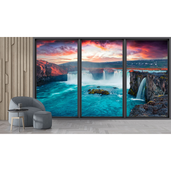 Optical Illusion Panoramic Bay Window Wall Mural / Wallpaper - Cliffs