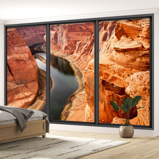 Optical Illusion Panoramic Bay Window Wall Mural / Wallpaper - Grand Canyon