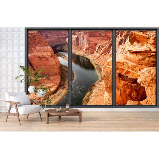 Optical Illusion Panoramic Bay Window Wall Mural / Wallpaper - Grand Canyon