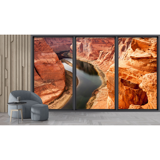 Optical Illusion Panoramic Bay Window Wall Mural / Wallpaper - Grand Canyon