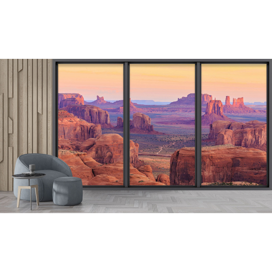 Optical Illusion Panoramic Bay Window Wall Mural / Wallpaper - Grand Canyon