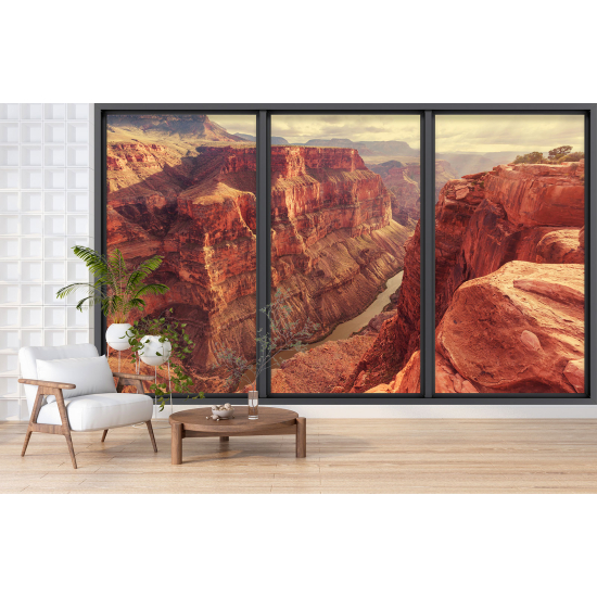 Optical Illusion Panoramic Bay Window Wall Mural / Wallpaper - Grand Canyon