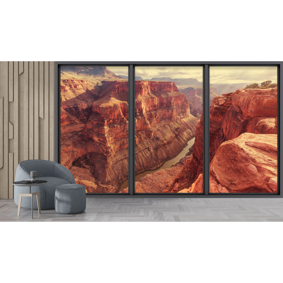 Optical Illusion Panoramic Bay Window Wall Mural / Wallpaper - Grand Canyon