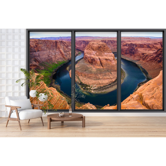 Optical Illusion Panoramic Bay Window Wall Mural / Wallpaper - Grand Canyon