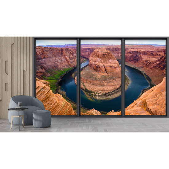 Optical Illusion Panoramic Bay Window Wall Mural / Wallpaper - Grand Canyon