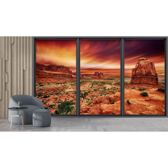 Optical Illusion Panoramic Bay Window Wall Mural / Wallpaper - Grand Canyon