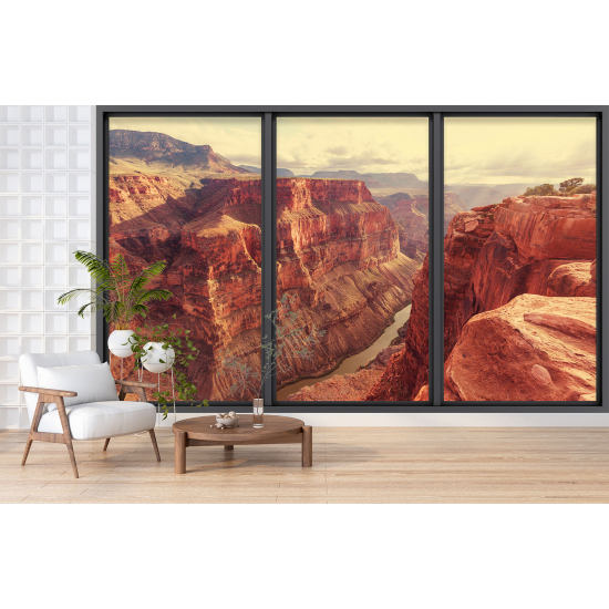 Optical Illusion Panoramic Bay Window Wall Mural / Wallpaper - Grand Canyon