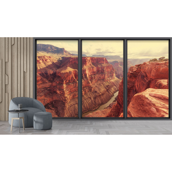 Optical Illusion Panoramic Bay Window Wall Mural / Wallpaper - Grand Canyon