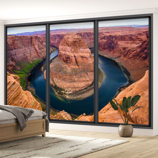 Optical Illusion Panoramic Bay Window Wall Mural / Wallpaper - Grand Canyon