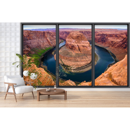 Optical Illusion Panoramic Bay Window Wall Mural / Wallpaper - Grand Canyon