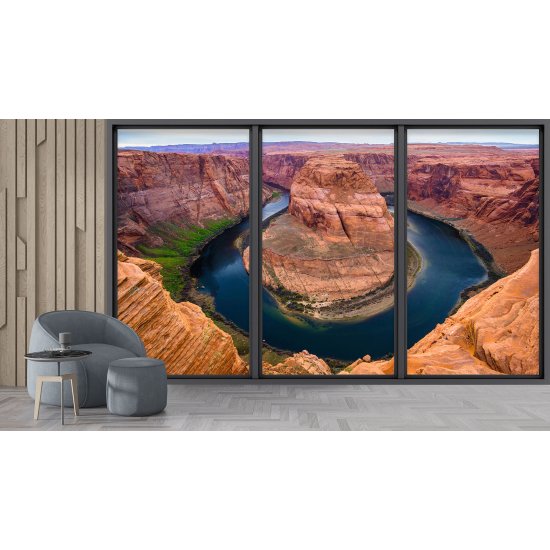 Optical Illusion Panoramic Bay Window Wall Mural / Wallpaper - Grand Canyon