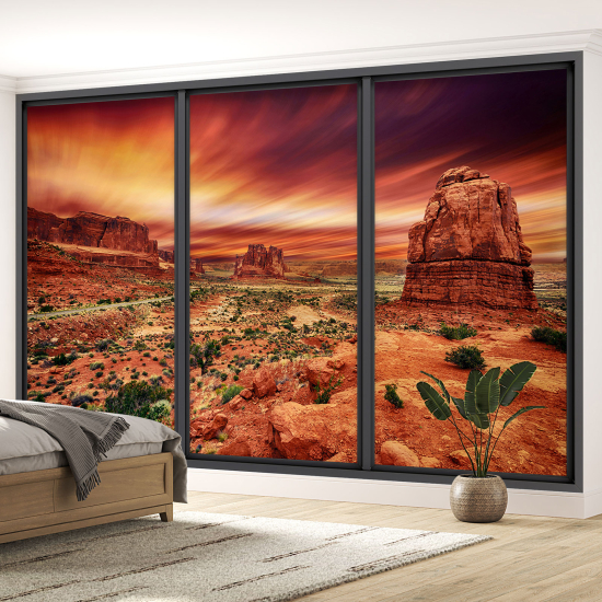 Optical Illusion Panoramic Bay Window Wall Mural / Wallpaper - Grand Canyon