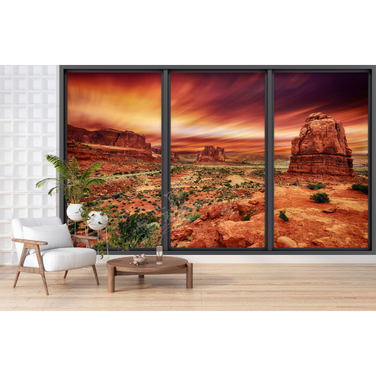 Optical Illusion Panoramic Bay Window Wall Mural / Wallpaper - Grand Canyon