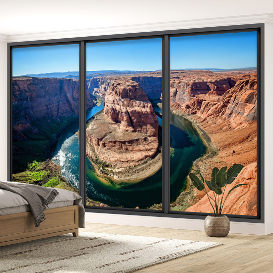 Optical Illusion Panoramic Bay Window Wall Mural / Wallpaper - Grand Canyon