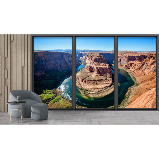 Optical Illusion Panoramic Bay Window Wall Mural / Wallpaper - Grand Canyon